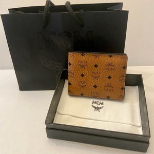 MCM Authentic Monogram Bifold Wallet, Cognac EUC!